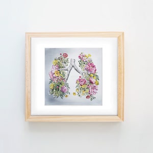 Floral Anatomy: Lungs Print of Oil Painting Anatomical Art Print Human Body Medical Art image 2