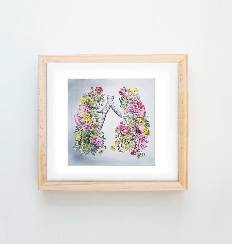 Floral Anatomy: Lungs Print of Oil Painting Anatomical Art Print Human Body Medical Art image 2