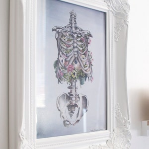 Floral Anatomy: Skeleton Print of Oil Painting Anatomical Art Print Human Body Medical Art image 8