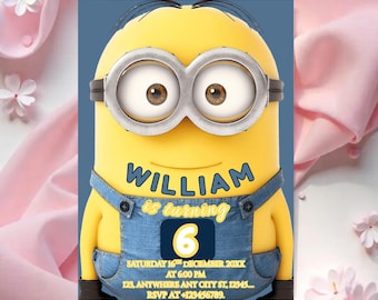 Minions Birthday Invitation Template: Yellow Party Invite (Editable Canva Template)