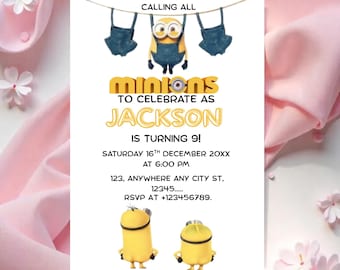 Minions Birthday Invitation Template: Yellow Party Invite (Editable Canva Template)