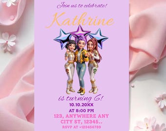 Editable Kpop Demon Hunters Birthday Invitation, K-pop Party Invite, BTS Themed Digital Card, Demon Hunter Birthday Party Decor for Fans