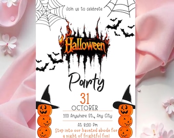 Neon Halloween Party Invitation, Spooktacular Costume Party, Neon Halloween DIY Kids Cute Invite, Halloween Party Invitation, Editable Canva