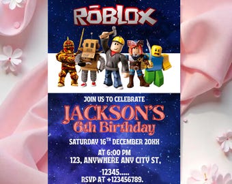 Roblox Invitation, Roblox Invite, Game Party, Roblox Boys Birthday Invitation Template, Game Birthday, Kids Roblox, Canva
