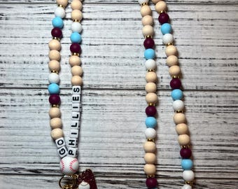 Philadelphia Phillies Beaded Lanyard: Baseball Glove Charm