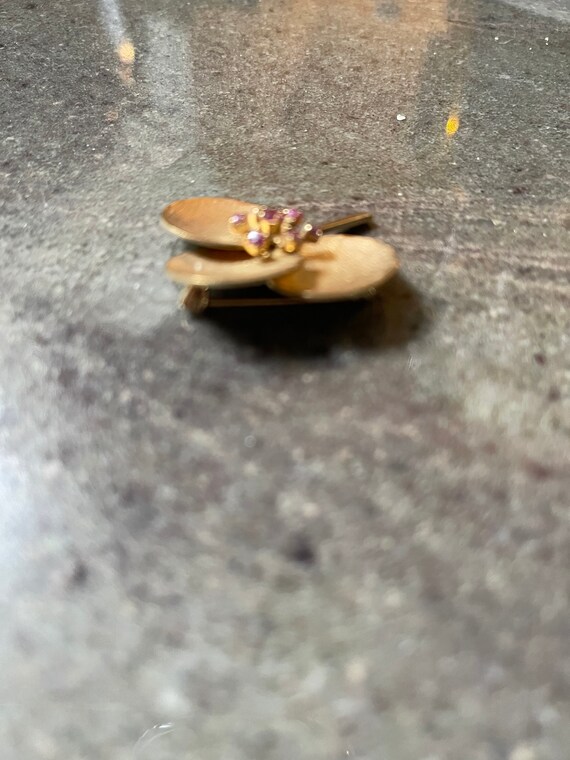 Winward 3 Leaf Clover Brooch with Amethyst stones… - image 5