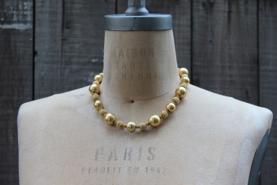Vintage 1980's Gold Bauble Necklace - image 1
