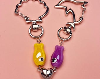 Magnetic Fish Keychain Duo | Matching Pair Charms | Thoughtful Gift for Couples & Friend
