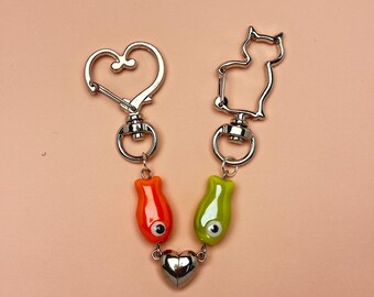 Magnetic Fish Keychain Set | Matching Couple Charm Keychains | Sweet Gift for Lovers, Friends & Family
