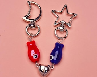 Magnetische vissleutelhangerset | Bijpassend aandenken cadeau voor twee