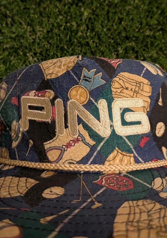 Vintage Ping Pattern Strapback Hat - Made in USA - image 6