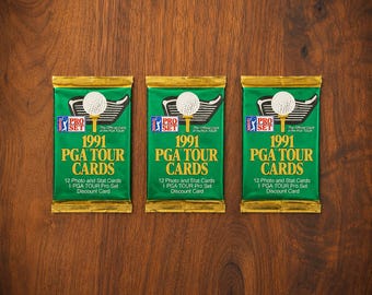 Paquete de 3 tarjetas coleccionables del PGA Tour de 1991, selladas y de colección (12 tarjetas por paquete, 36 tarjetas en total).