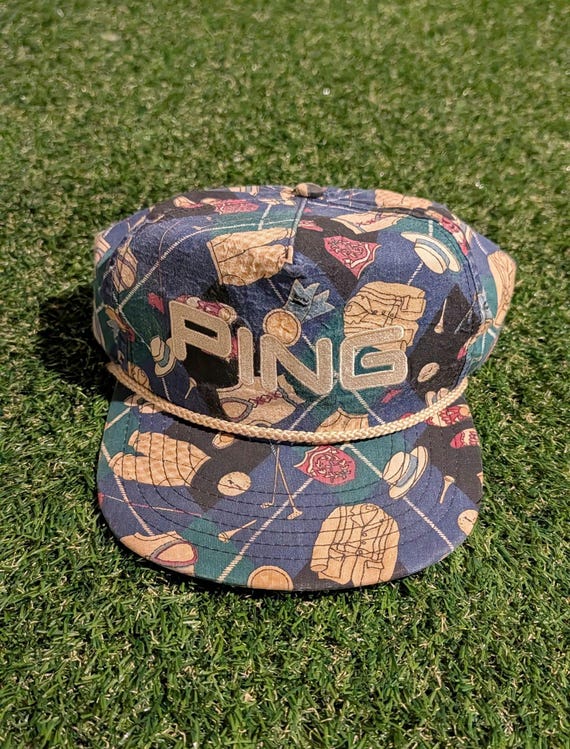 Vintage Ping Pattern Strapback Hat - Made in USA - image 1