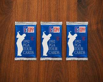 Paquete de 3 tarjetas coleccionables vintage selladas del PGA Tour de 1992 (12 tarjetas por paquete, 36 tarjetas en total)