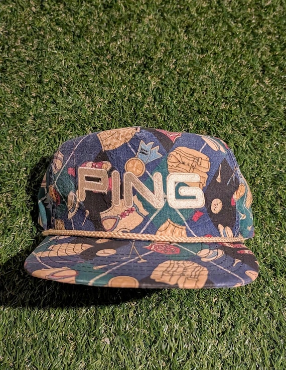 Vintage Ping Pattern Strapback Hat - Made in USA - image 3