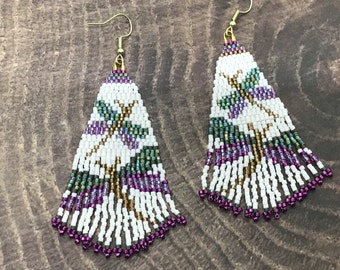 Whimsical Dragonfly Fringed Earrings