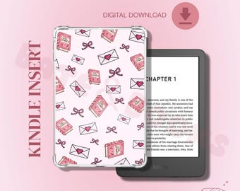 Niedliche Kindle-Einsatz | Mädchen Kunstdruck Lese ästhetik | Buchliebhaber Digital Download | Girly Kindle Cover Kunst | Druckbare Einlage, literarische Vibes