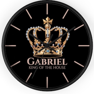 Gold Crown Personalized Name & Title Wall Clock | Custom Men's Decor