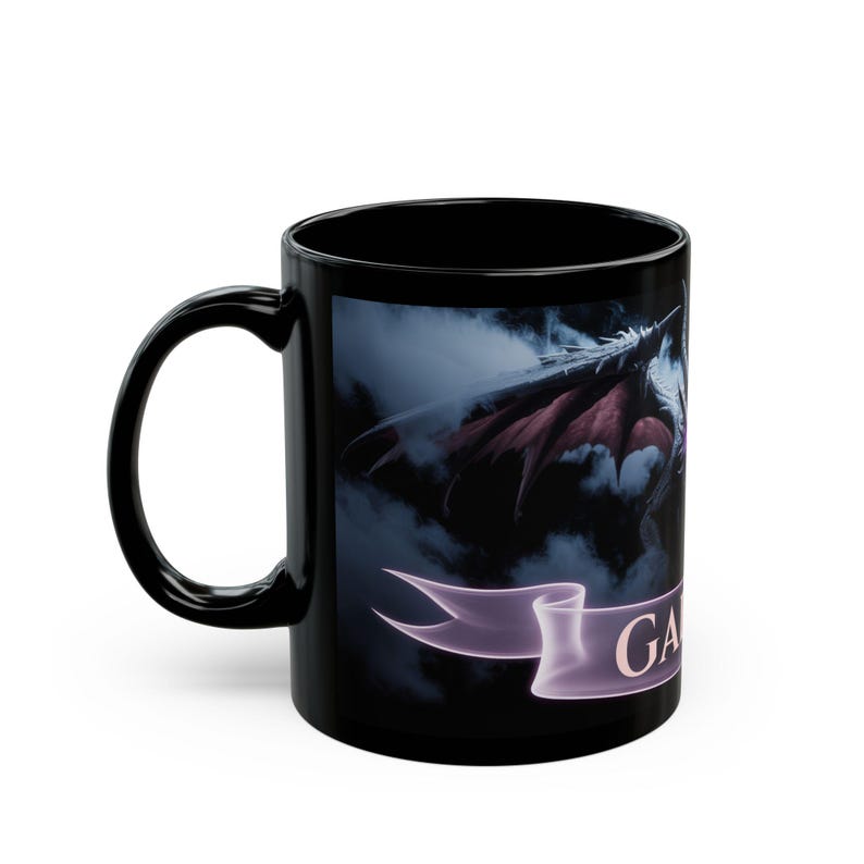 Personalized Dragon With Name Mug | Black Ceramic Fantasy Coffee Cup - Etsy
