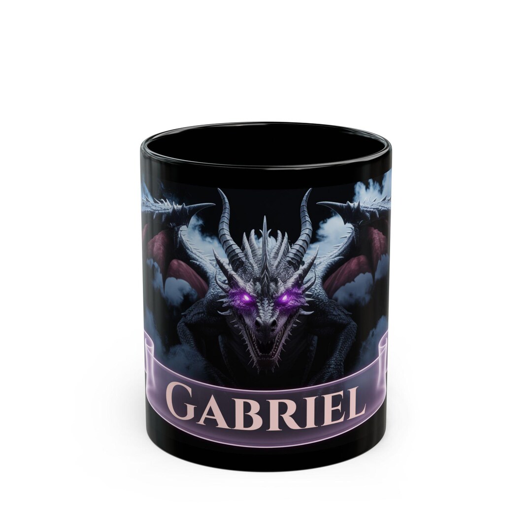 Personalized Dragon With Name Mug | Black Ceramic Fantasy Coffee Cup - Etsy