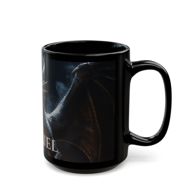 Personalized Black Dragon Mug 15oz | Custom Name Dark Fantasy Coffee ...