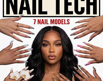 Nail Tech Model Stock Photos Bundle | 7 Images Digital Download | Press On Nail Brand Content | Nail Artist Social Media