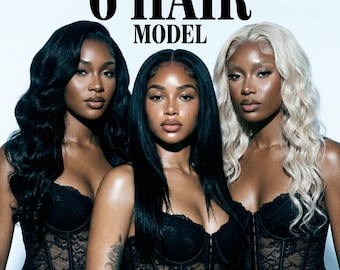 Black Hair Model Photos Bundle | 6 Images Digital Download | Hair Brand Stock Photos | Luxury Editorial Content