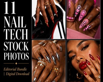 10 Nail Tech Stock Photos Bundle | Nail Art Editorial | Diverse Models | 4K Digital Download