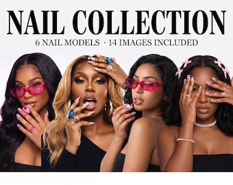 Nail Tech Stock Photos | Nail Model Beauty Photos for Salon Branding, Instagram Content & Canva, 4K Acrylic Nail Art Images Digital Download