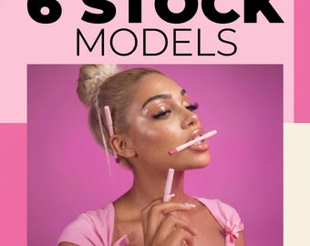 Lipstick Model Stock Photos Bundle | 6 Images Digital Download | Beauty Brand Content | Makeup Artist Social Media