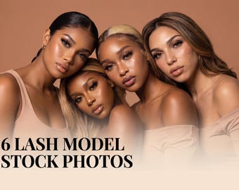Lash Stock Photos Canva | 6 Diverse Model Lash Tech Branding Bundle, 4K Beauty Digital Images