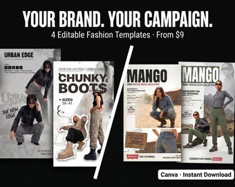 Fashion Campaign Canva Templates, Streetwear Lookbook Social Media Kit (Digital Download)