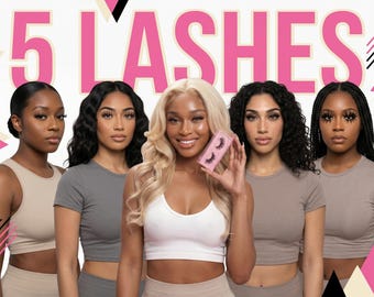 Lash Brand Campaign Photos | 5 Model Lash Images | Beauty Brand Marketing | Eyelash Business Content | Digital Download Canva Template