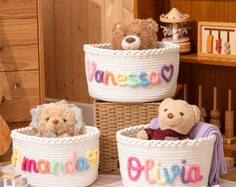 Personalized Rope Basket, Baby Shower Gift, Toy Storage