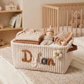 Personalized Embroidery Baby Storage Basket - Custom Embroidered Name Toy Box - Baby Shower Gift Knitted Wire Art, Moms To Be Gifts