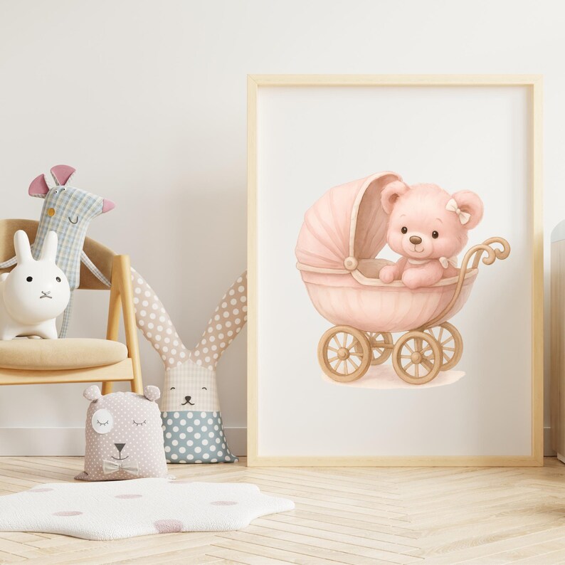Teddy Bear Baby Girl Clipart Bundle | 20 PNG Watercolor Illustrations ...