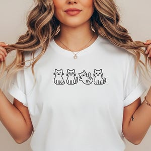 Minimalist Cat Line Art T-Shirt | Cute Funny Kitty Graphic Tee | Aesthetic Gift for Cat Lovers, Unisex Shirt, Cat Owner Present, Trendy Pet