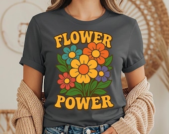 Hippie T Shirt, Flower Power Shirt, Retro 70s Aesthetic Tee, 60s