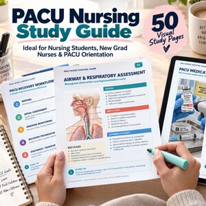 PACU Nursing Guide, 50-Page Post-Anesthesia Care Study Guide for New Grad Nurses, Printable PDF for Recovery Room Nurses, Clinical Reference