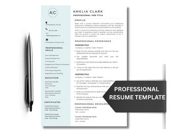 Professional Resume Kit to Get Hired - Word Template with Cover Letter and References