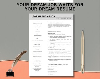 Professional Resume Kit to Get Hired - Word Template with Cover Letter and References