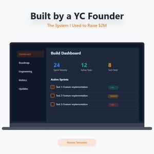 Technical Founder Notion Template I Startup OS for Solo Developers I Roadmap, Runway Tracker & Investor CRM I Built by a CTO