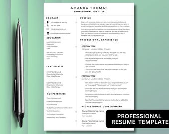 Professional Resume Kit to Get Hired - Word Template with Cover Letter and References