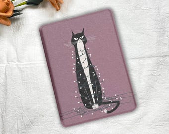 Funda para Kindle y Kobo con diseño de gato negro y luces de cadena, cubierta magnética para lector electrónico, parte trasera transparente desmontable. Funda Colorsoft para Kindle y Kobo Clara.
