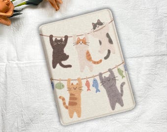 Funda magnética para Kindle con diseño de gatos y correa para Kindle Paperwhite de 12.ª, 11.ª y 10.ª generación, transparente, para Kobo Clara/Libra Color