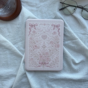 Vintage rosa blommigt Kindle-skal, avtagbart magnetiskt e-läsarfodral med genomskinlig baksida, dubbelsidigt starkt magnetiskt Kindle- och Kobo-skal, romantisk present