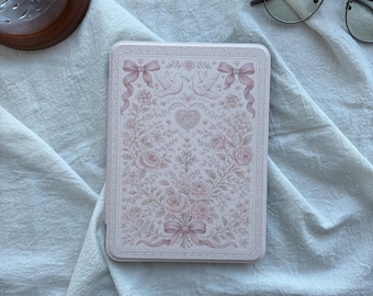 Funda vintage floral rosa para Kindle, cubierta magnética transparente desmontable para lector electrónico, funda con imán fuerte de doble cara para Kindle y Kobo, regalo romántico.