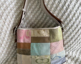 Y2k Vintage Coach Pastel Patchwork Shoulder Bag