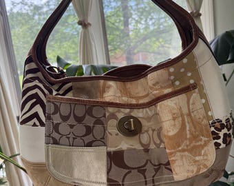 Vintage COACH Leather Patchwork Crossbody Tote Shoulder Handbag