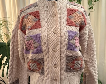 Cárdigan de lana vintage para mujer